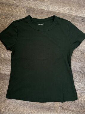 Old Navy Dark Green Short-Sleeve Ribbed Crewneck Tee